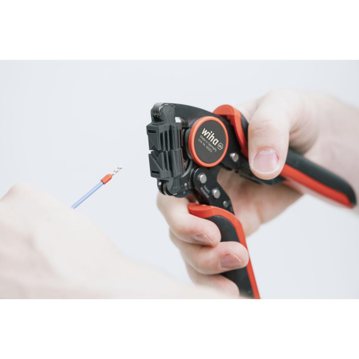 Wiha Crimpwerkzeug automatisch für Aderendhülsen Vierkant-Pressung mit drehbarem Crimpkopf 0,08 - 16 mm²