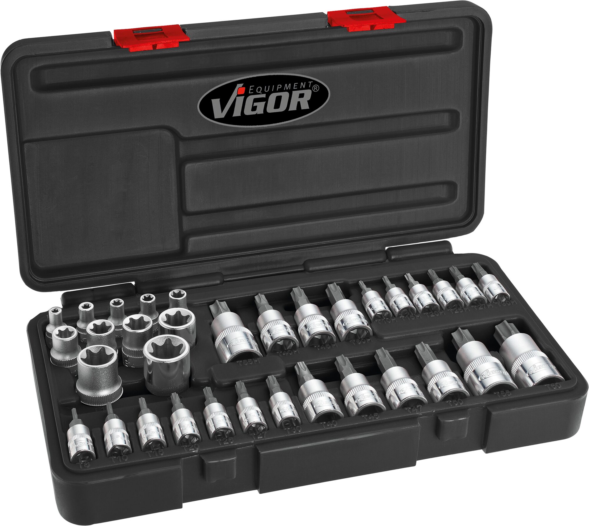 VIGOR TORX® Steckschlüssel-Einsatz Satz, V1781, Vierkant6,3 mm (1/4 Zoll), Vierkant10 mm (3/8 Zoll),