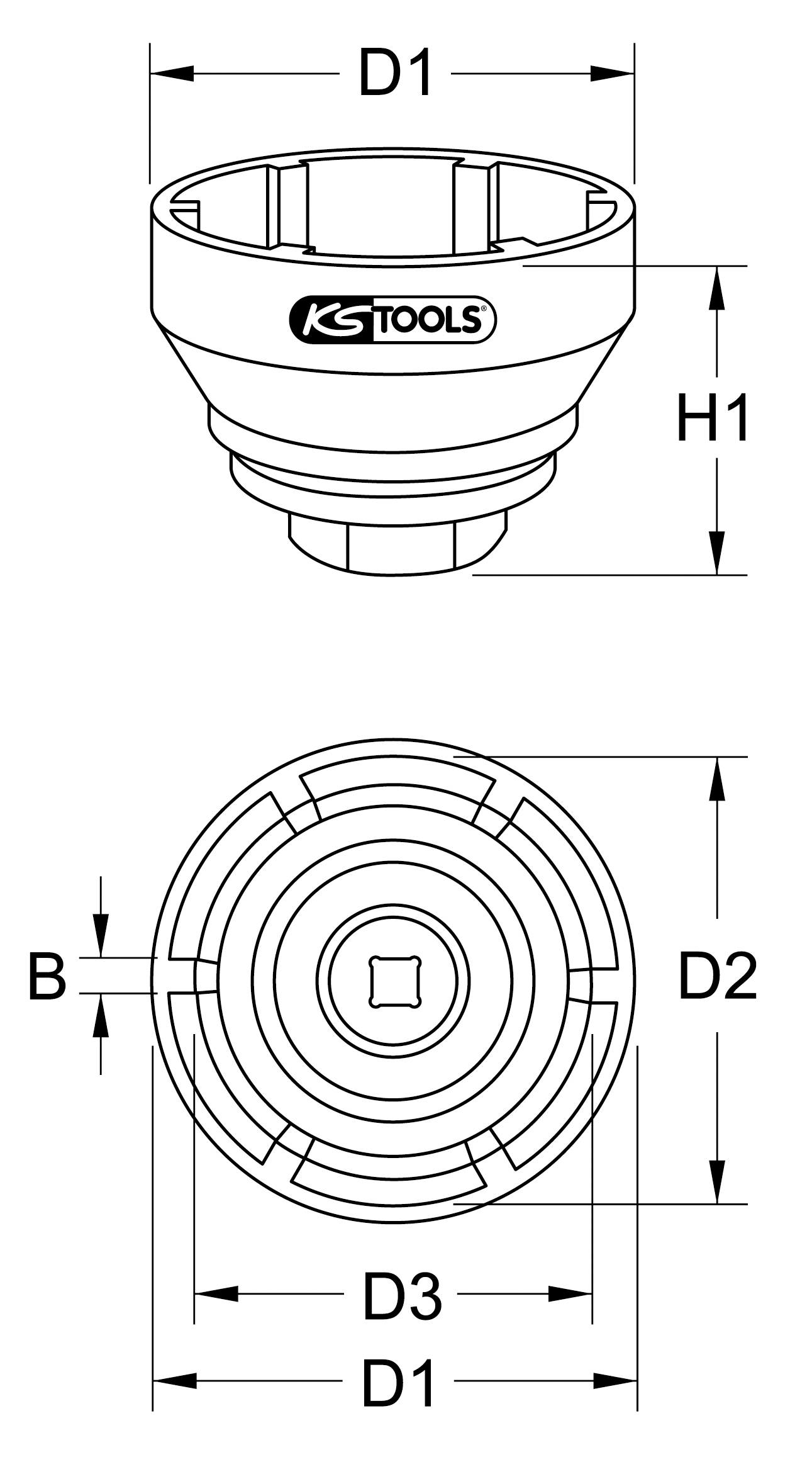 KS Tools 3/4" Achsmuttern-Schlüssel für Mercedes, 8-kant