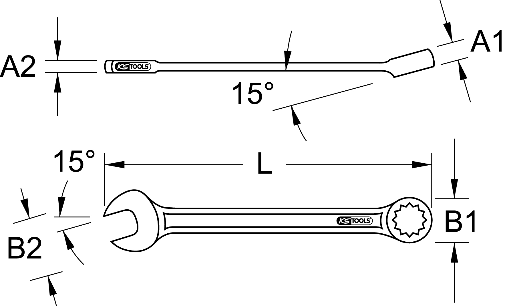 KS TOOLS Ringmaulschlüssel, abgewinkelt