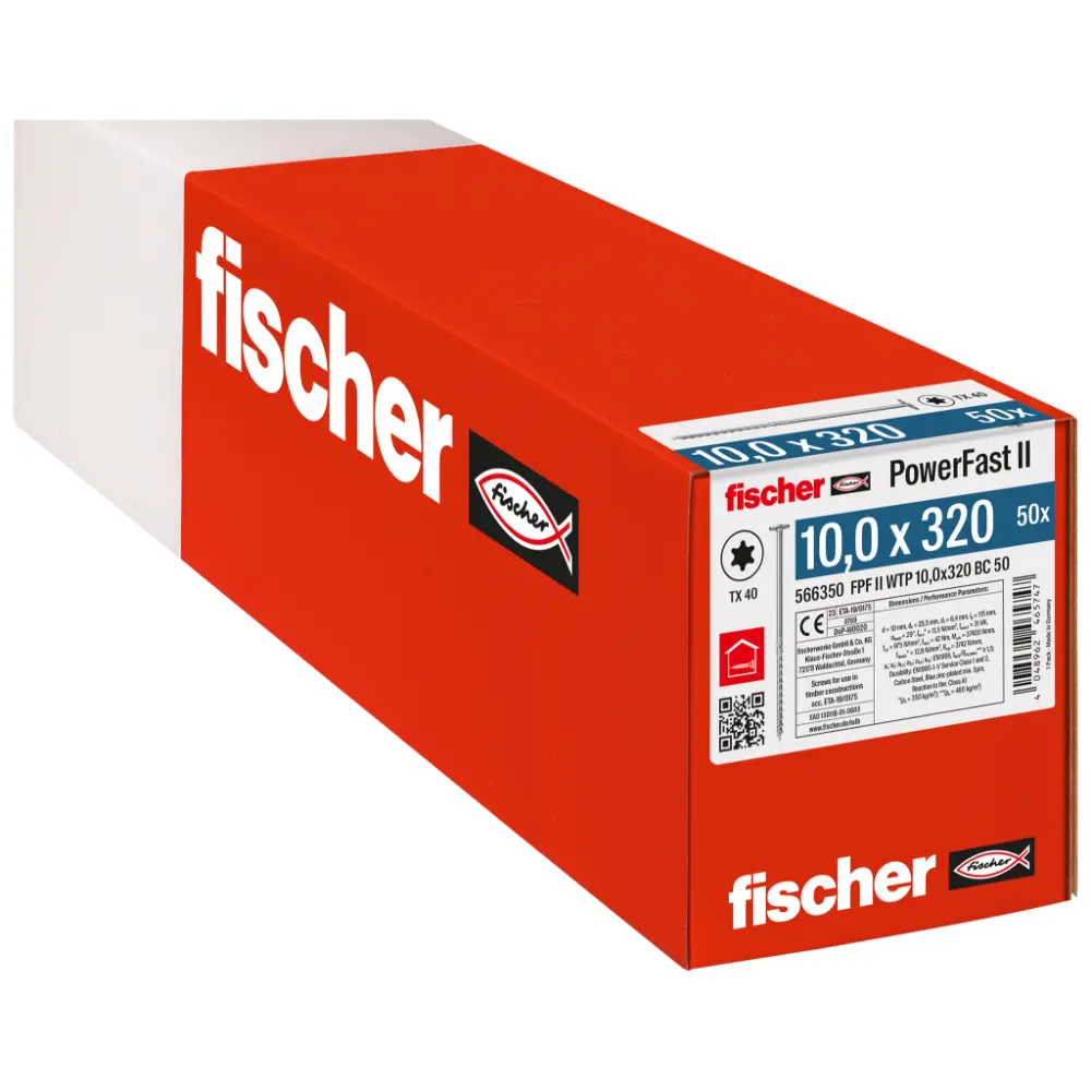 Fischer Holzbauschraube 10,0x320 FPF II WTP BC, Tellerkopf, Innenstern TX, Teilgewinde, blauverzinkt