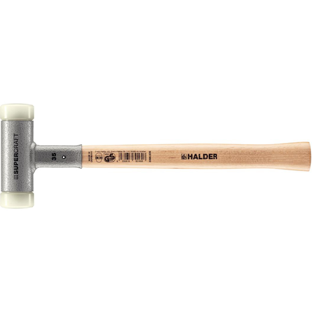 HALDER SUPERCRAFT - Schonhammer rückschlagfrei mit Hickorystiel, Nylon