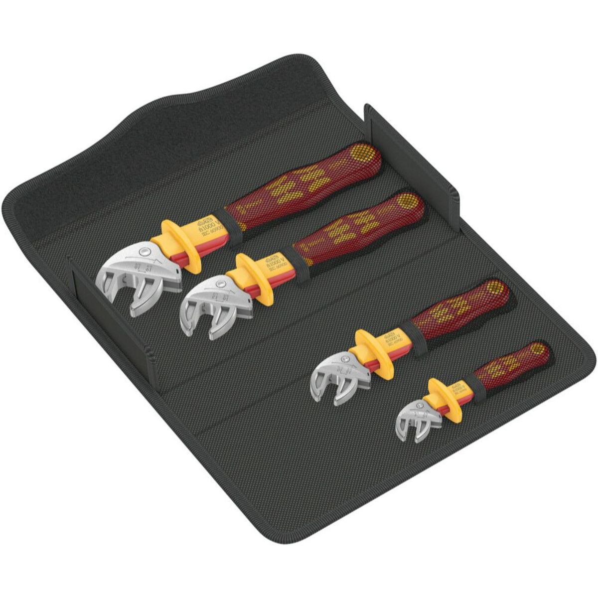 Wera 6004 Joker VDE 4 Set 1 VDE-isolierter selbstjustierender Maulschlüssel-Satz, 4-teilig