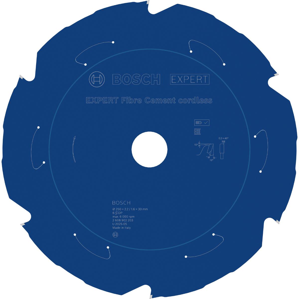 Bosch EXPERT Fiber Cement Kreissägeblatt, 250x2,2x30 mm, Z6