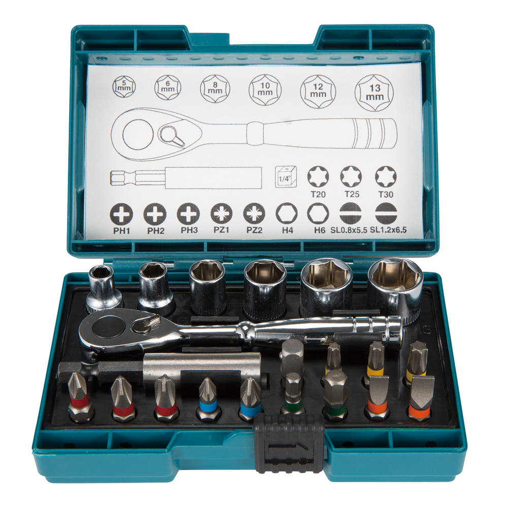 Makita Ratschen-Bit-Set, 21-teilig - PH, PZ, T, SL, H  - B-54081