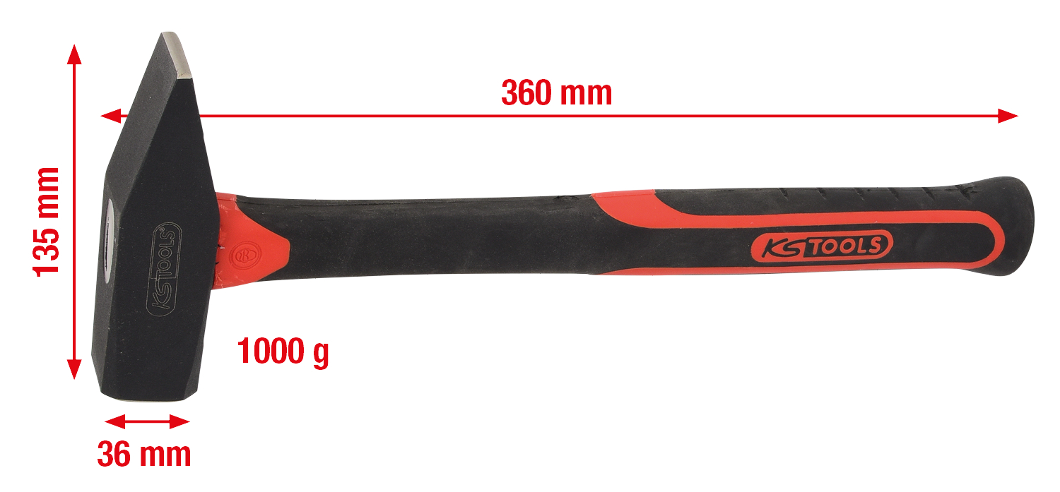 KS Tools Schlosserhammer mit Fiberglasstiel