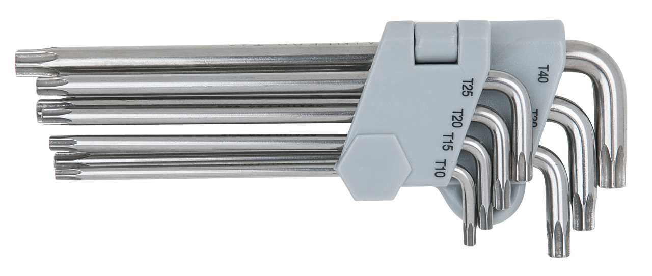 KS Tools EDELSTAHL Torx-Winkelstiftschlüssel mit Bohrung, lang, 7-tlg
