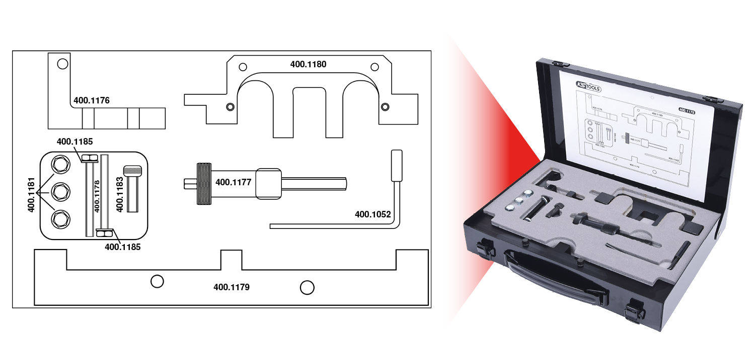 KS Tools Motoreinstell-Werkzeug-Satz für BMW, 14-tlg