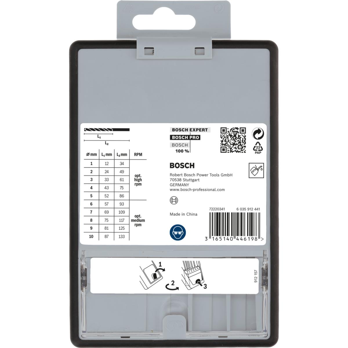 Bosch PRO Metallbohrer-Set Robust Line HSS-G, DIN 135, 135°, 10-teilig, 1 - 10 mm