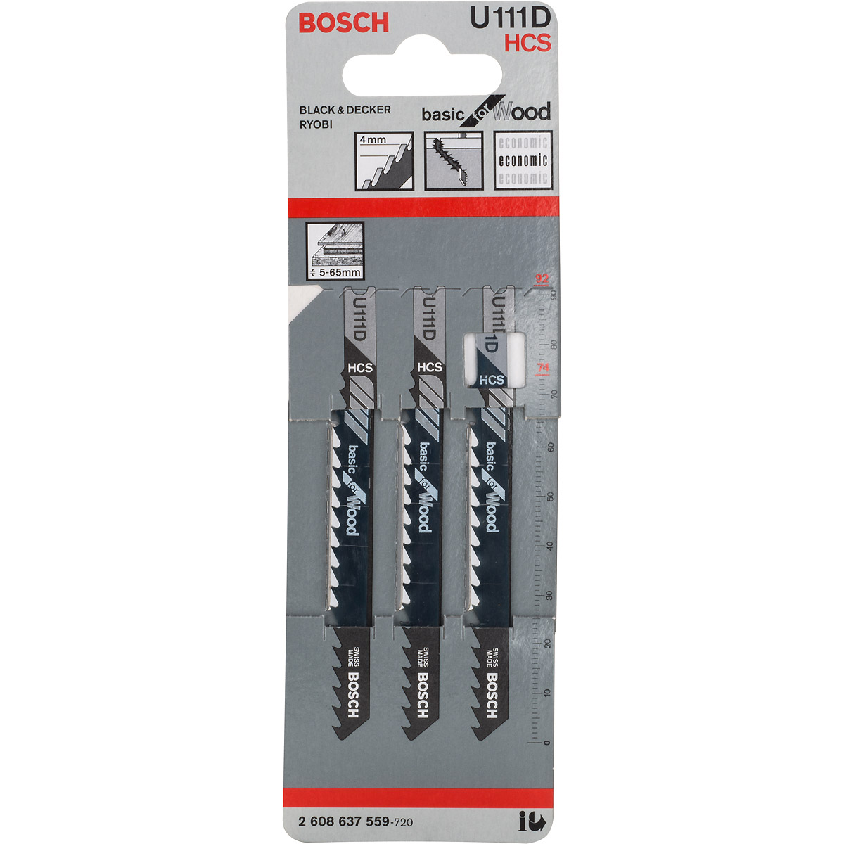 Bosch Stichsägeblatt U 111 D Basic for Wood, 3er-Pack