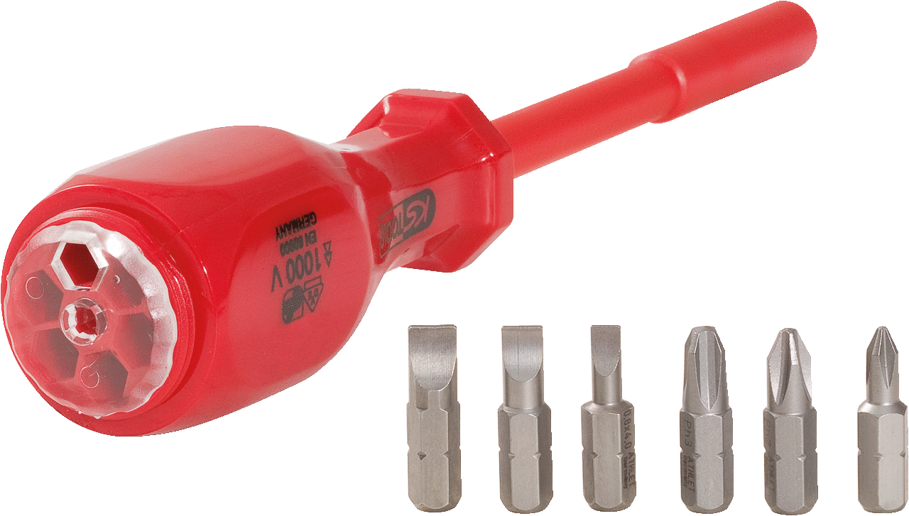 KS Tools 1/4" Bit-Schraubendreher mit Schutzisolierung und Magazin