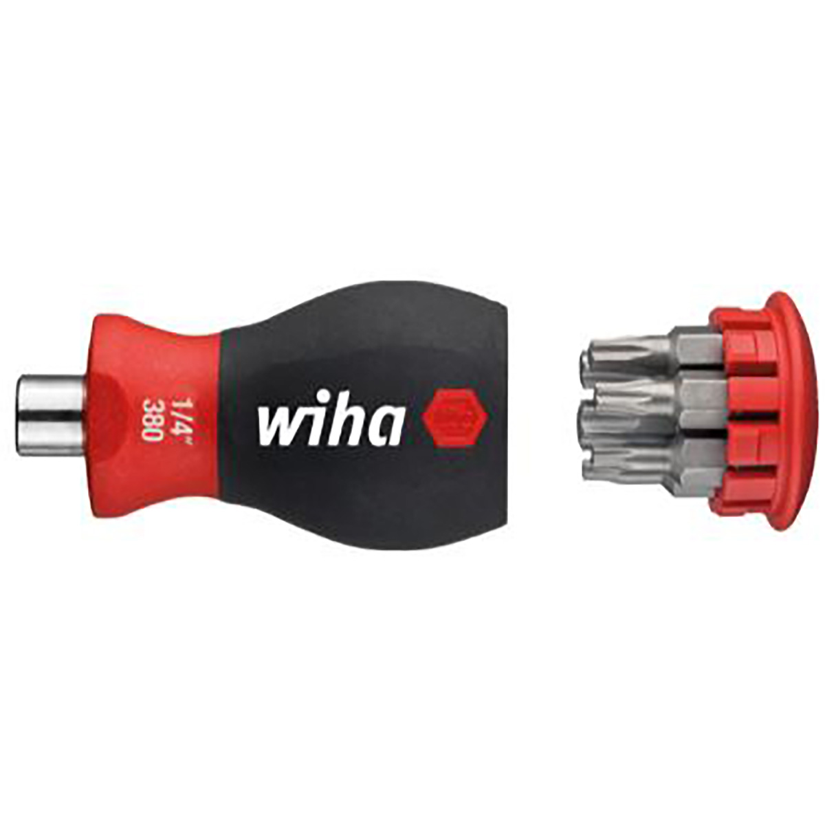 Wiha Schraubendreher mit Bit Magazin magnetisch TORX mit 6 Bits, Stubby, 1/4 zoll in SB-Kartonverpackung - 5 Stück