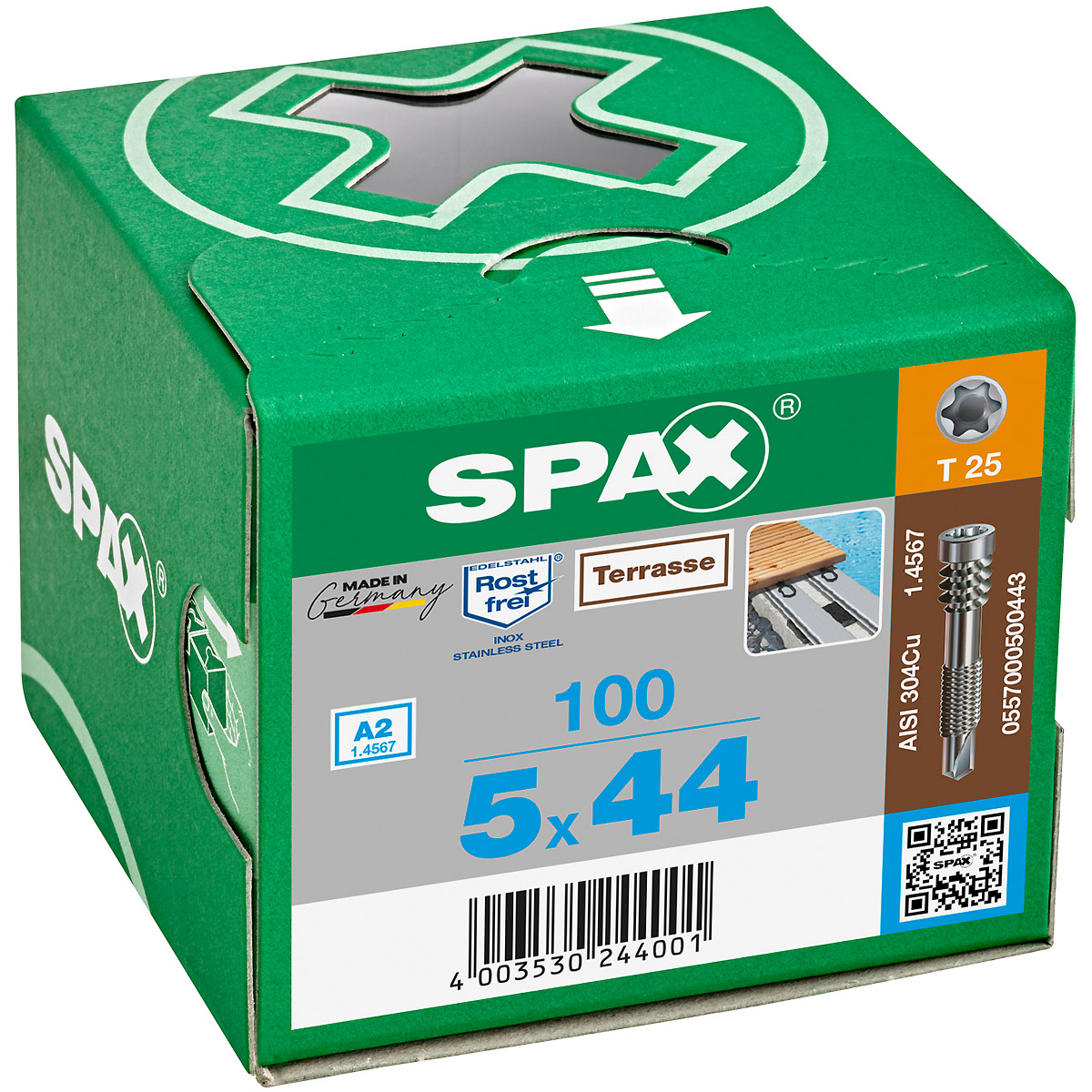 SPAX Terrasse Alu A2 Zylinderkopf T-Star Plus T25 Fixiergewinde Bohrspitze, 100 Stück