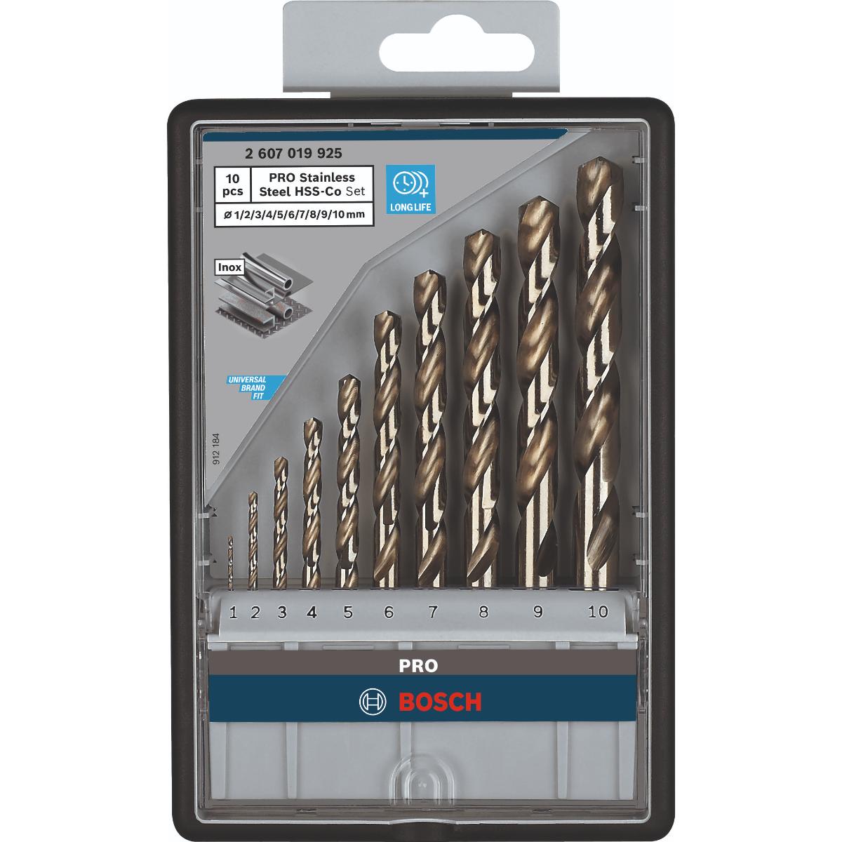 Bosch PRO Metallbohrer-Set Robust Line HSS-Co, DIN 135, 135°, 10-teilig, 1 - 10 mm