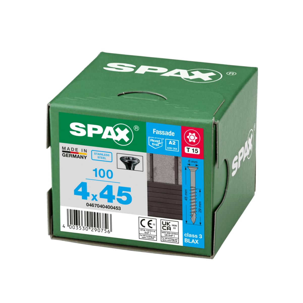 SPAX-S A2 LINSENSENKKOPF KLEINER KOPF T-STAR PLUS T15 TEILGEWINDE CUT 100 Stück BLAX, 100 Stück