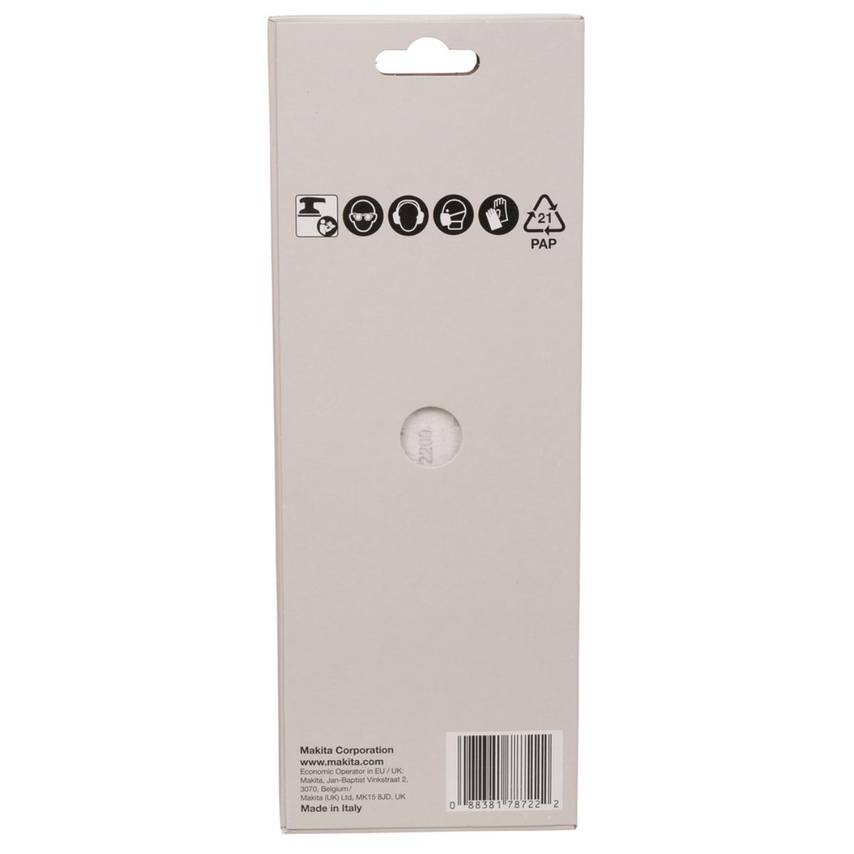 Makita Schleifpapier 93x185mm, Körnung P120,Klett, 8 Loch, 10 Stück
