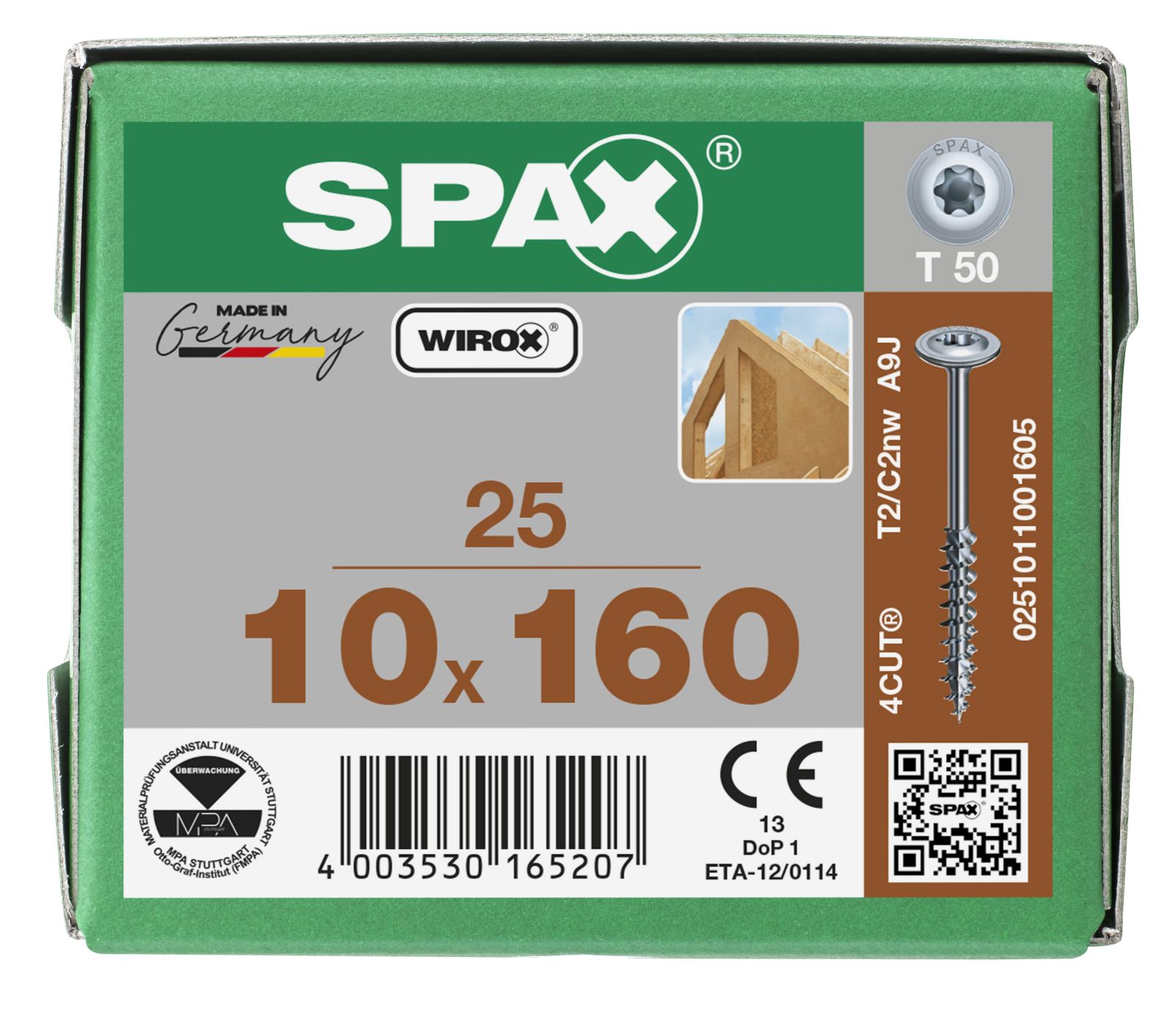 SPAX-S Tellerkopf T-Star T50 Teilgewinde Cut WIROX, 25 Stück