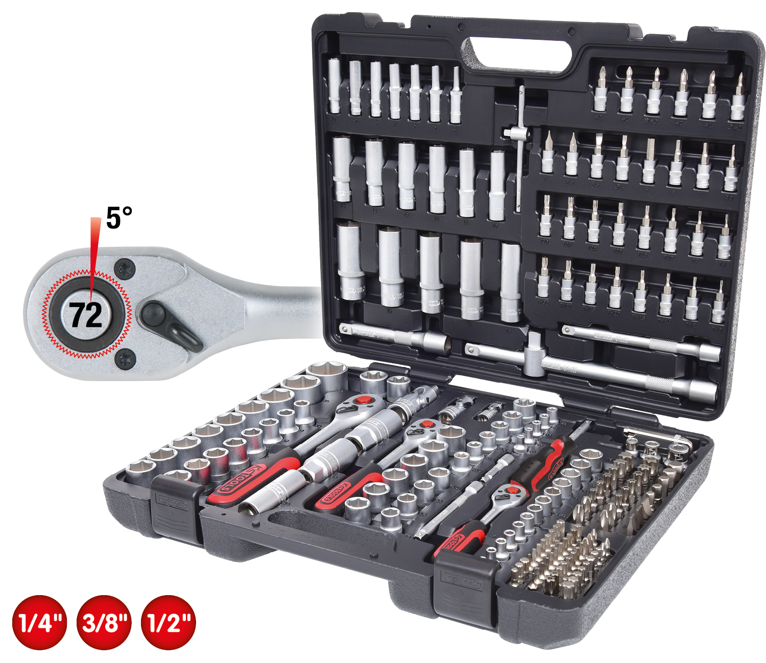 KS Tools 1/4"+3/8"+1/2" Steckschlüssel-Satz, 195-tlg