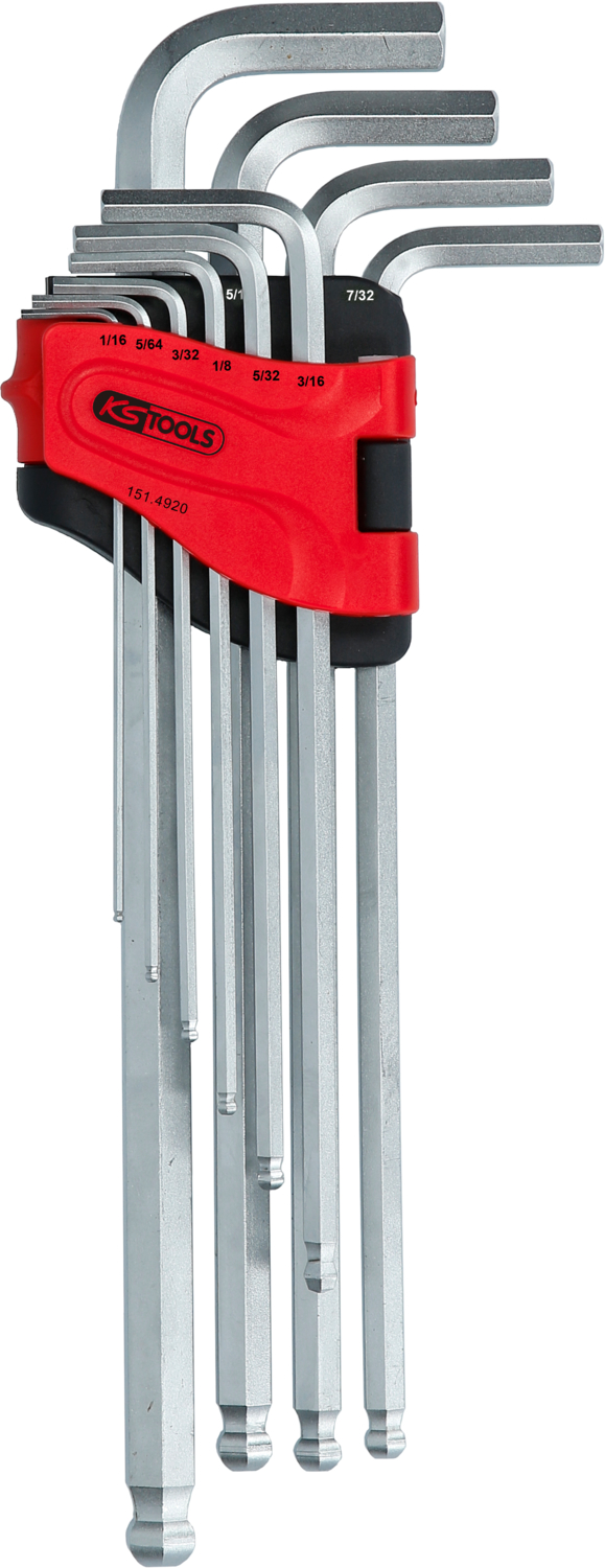KS Tools Kugelkopf-Innensechskant-Winkelstiftschlüssel-Satz,XL,10-tlg, Zoll
