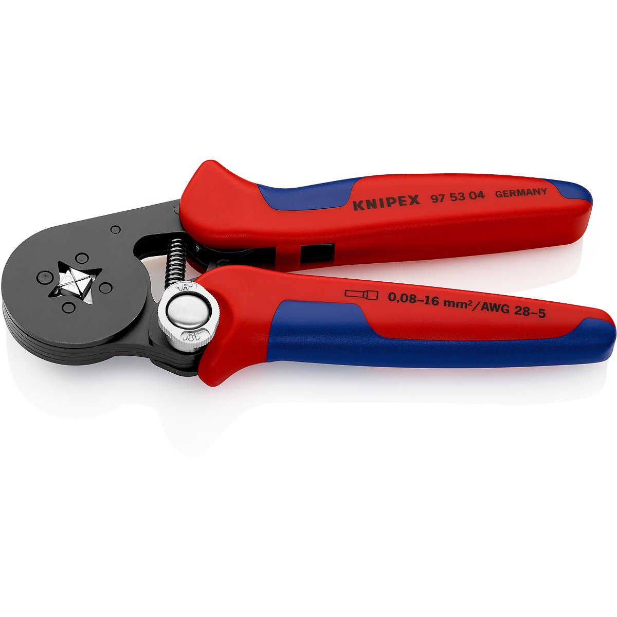 KNIPEX Selbsteinstellende Crimpzange für Aderendhülsen Vierkant-Crimp brüniert