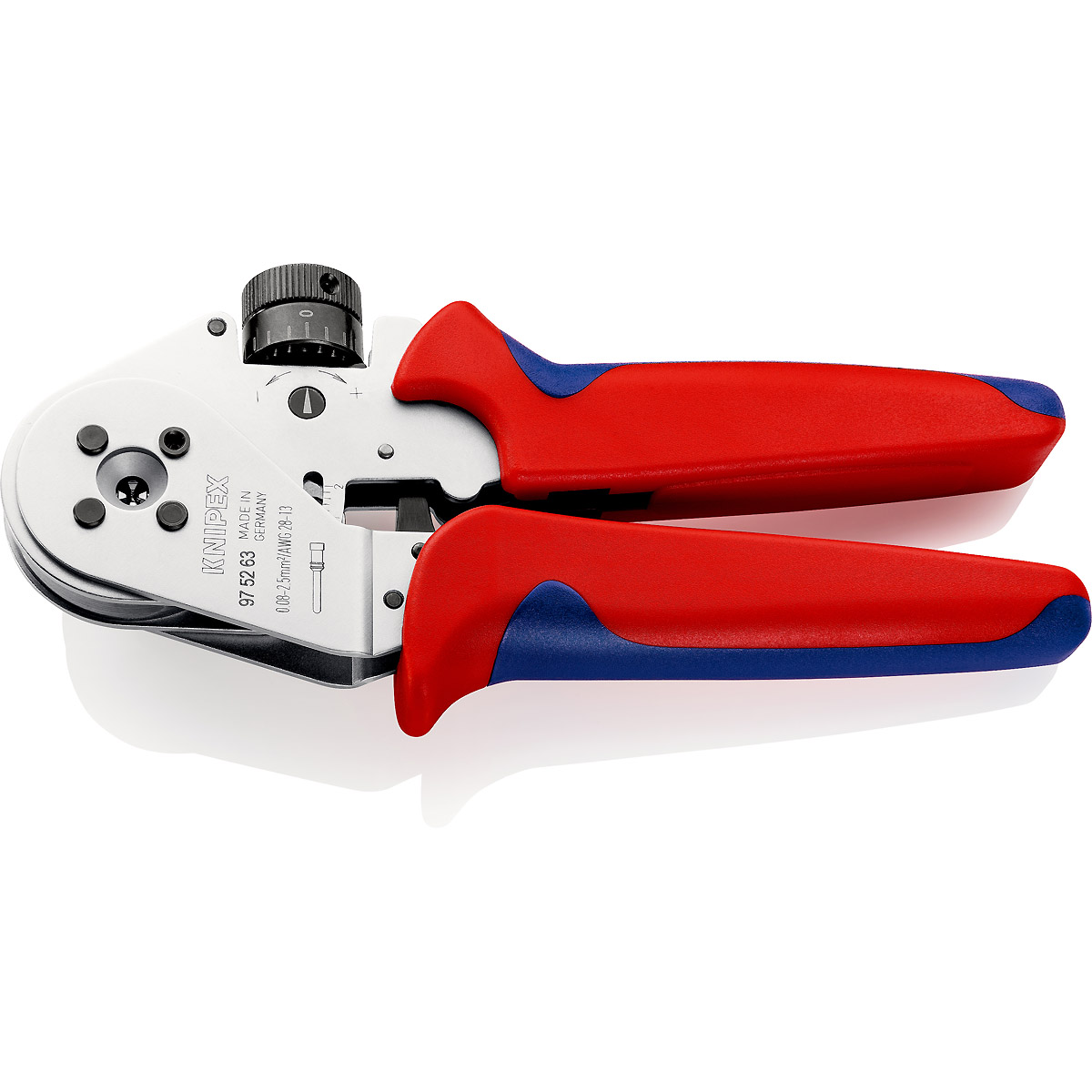 KNIPEX Vierdornpresszange für gedrehte Kontakte 180 mm verchromt mit Mehrkomponenten-Hüllen
