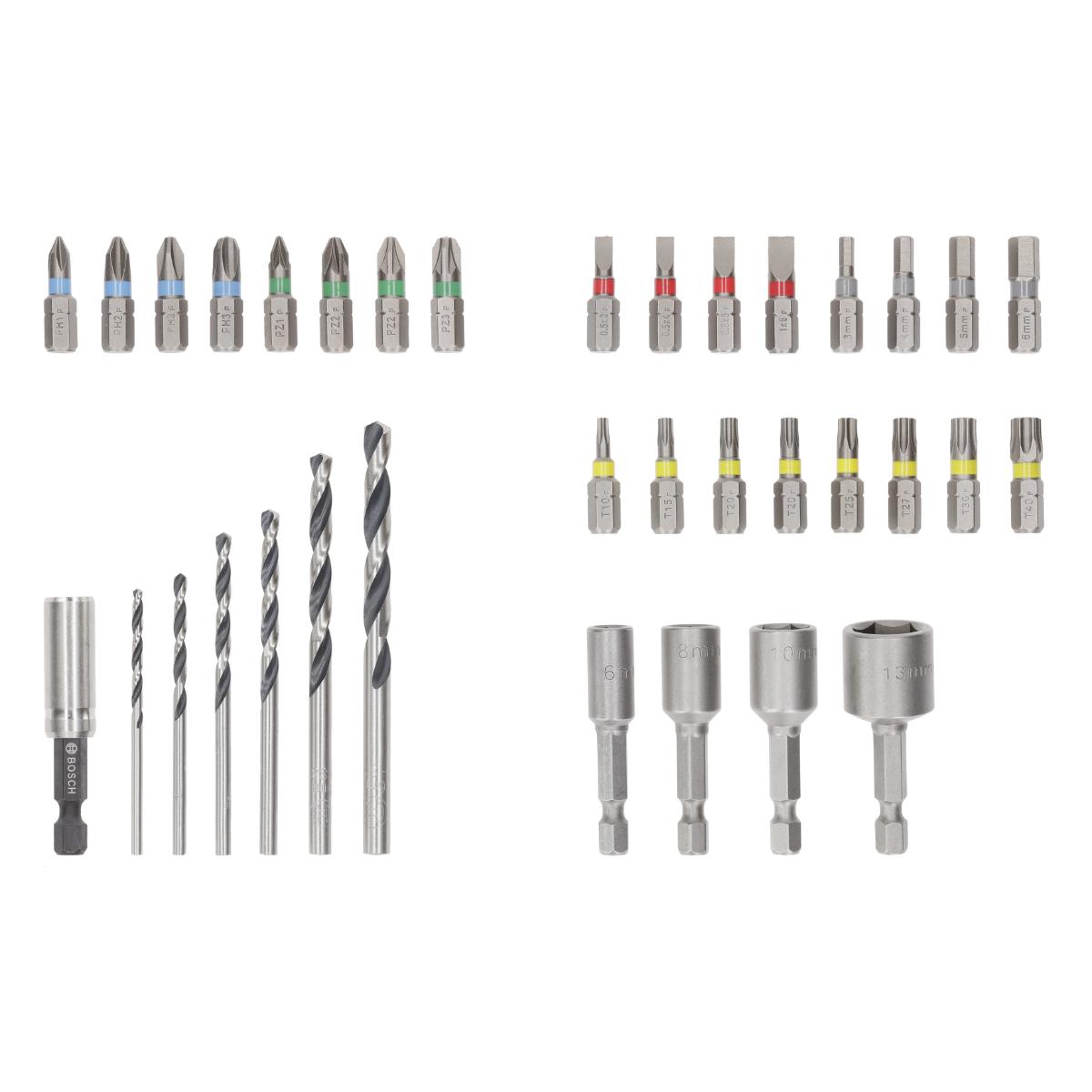 Bosch Extra Hard und Metal HSS im Pick and Click-Koffer Aufsteller, 35‑teiliges Set