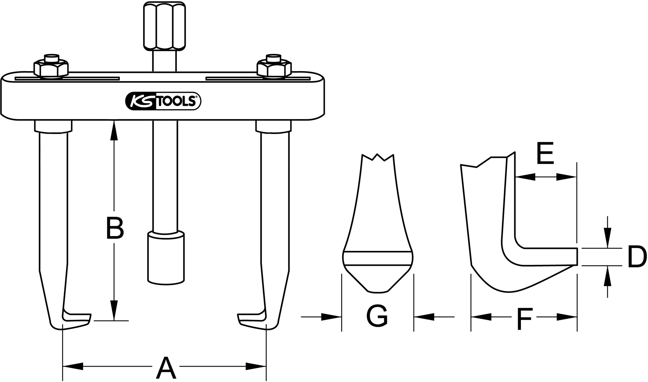 KS Tools Scheibenwischarm-Abzieher 2armig,20-60mm