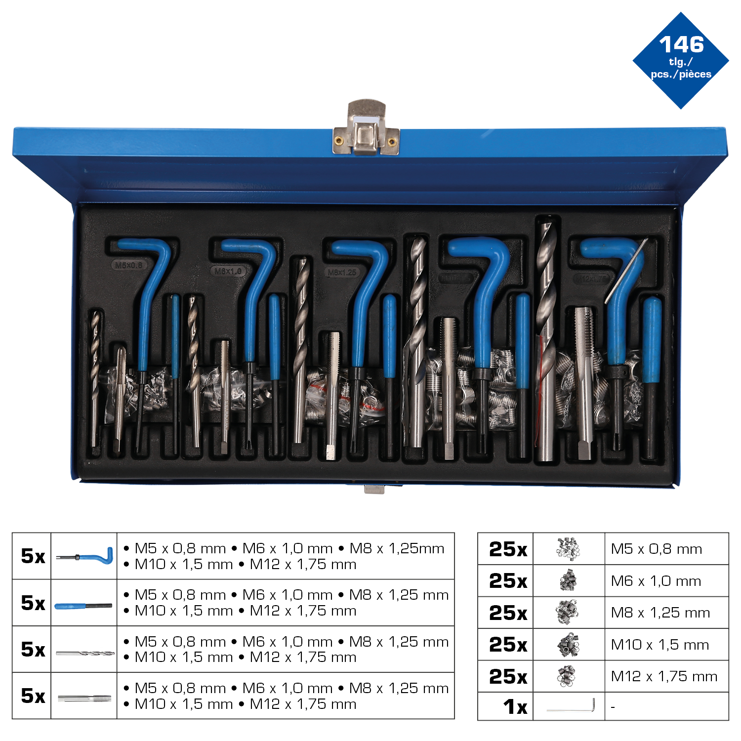 Brilliant Tools Gewindereparatur-Satz, 131-tlg - BT541150