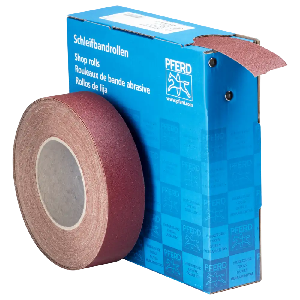 PFERD TOOLS Korund Schleifbandrolle Gewebe SBR Breite 38mm für universelle Anwendung