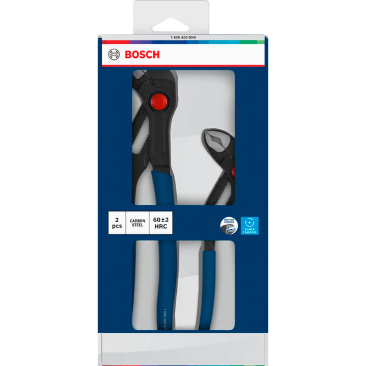 Bosch Wasserpumpenzangen, tauchbeschichtete, rutschfeste Griffe, 2-teilges Set