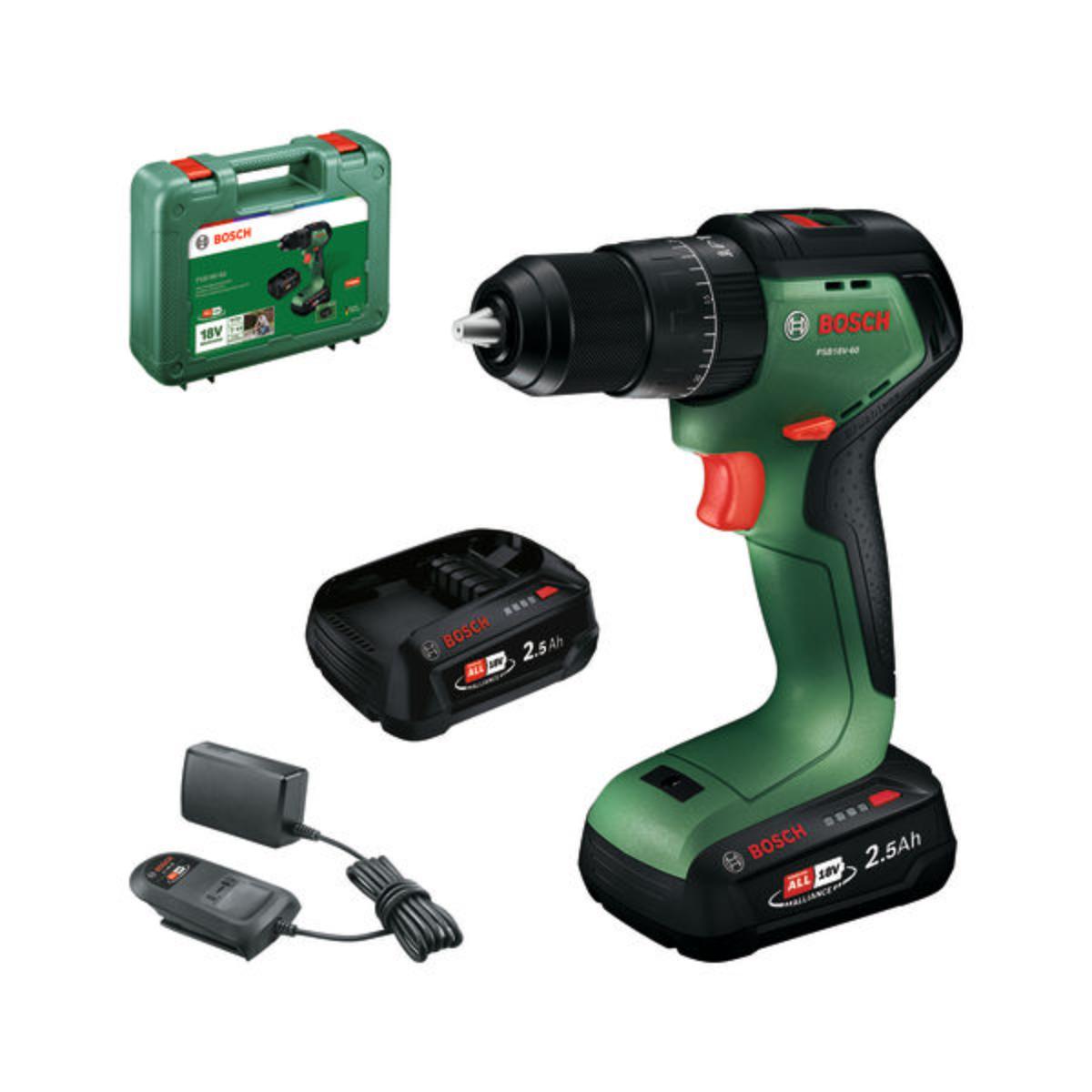 Bosch Akku-Schlagbohrschrauber PSB18V-60, 1x Akku PBA 18V 2.5Ah in Koffer