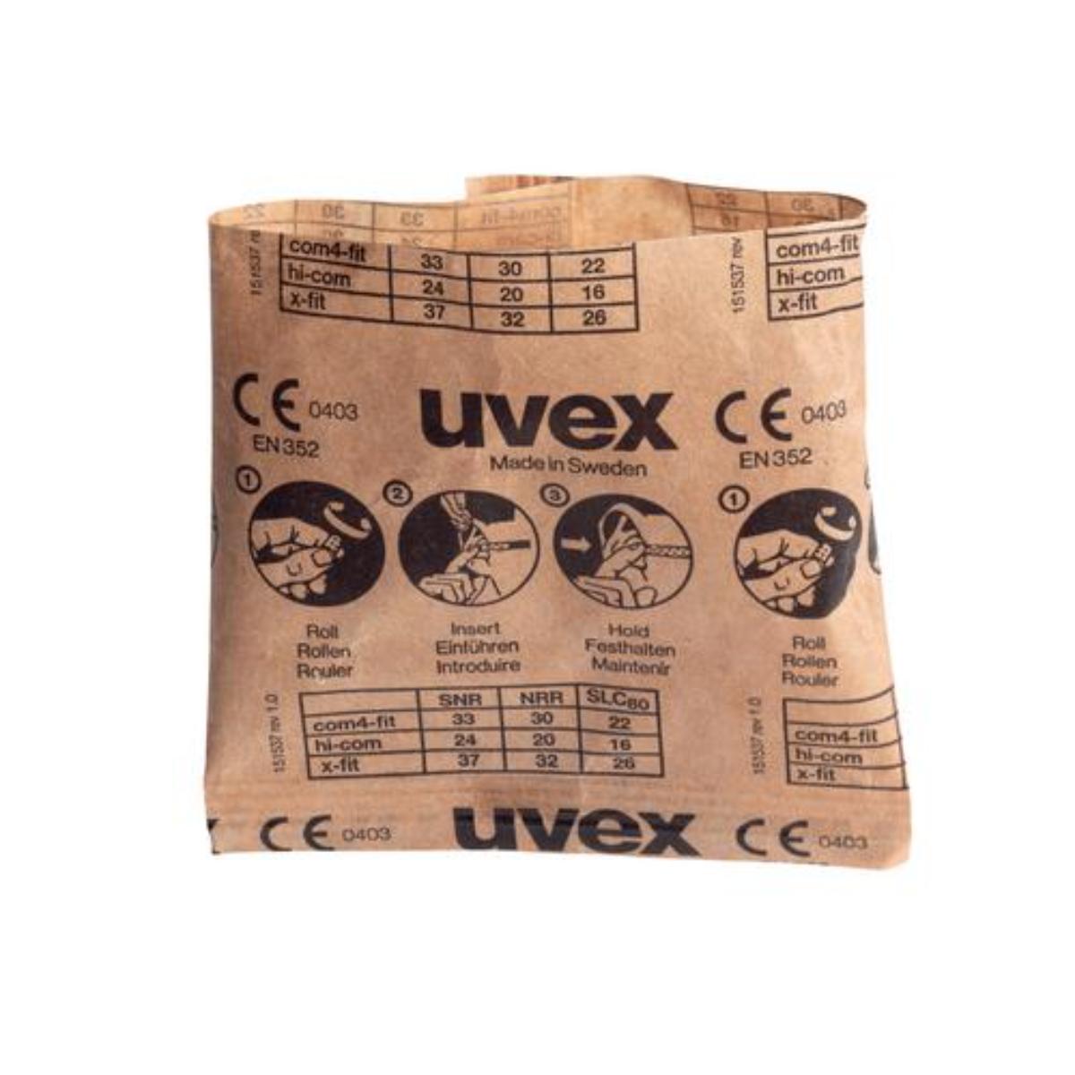 uvex x-fit Gehörschutzstöpsel SNR 37 dB, Größe M - Inhalt: 100 Paar paarweise in Papiertüte