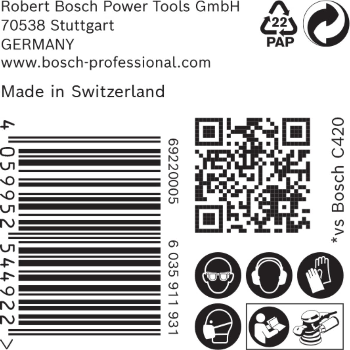 Bosch EXPERT C470 Schleifpapier ohne Löcher für Winkelschleifer und Bohrer