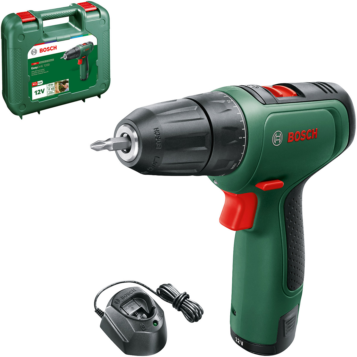 Bosch Akku-Zweigang-Bohrschrauber EasyDrill 1200 mit 1x Akkupack PBA 12V 1.5Ah O-A