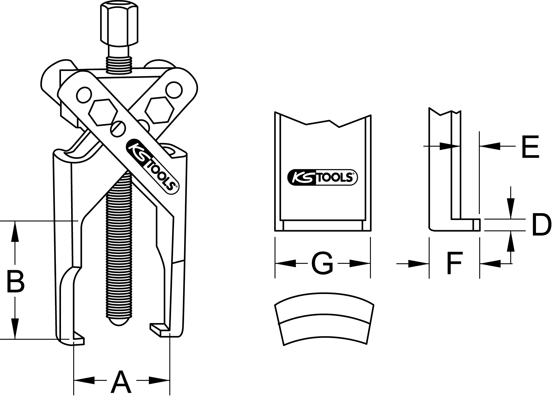 KS Tools Universal-Abzieher 2-armig mit schlanken Haken