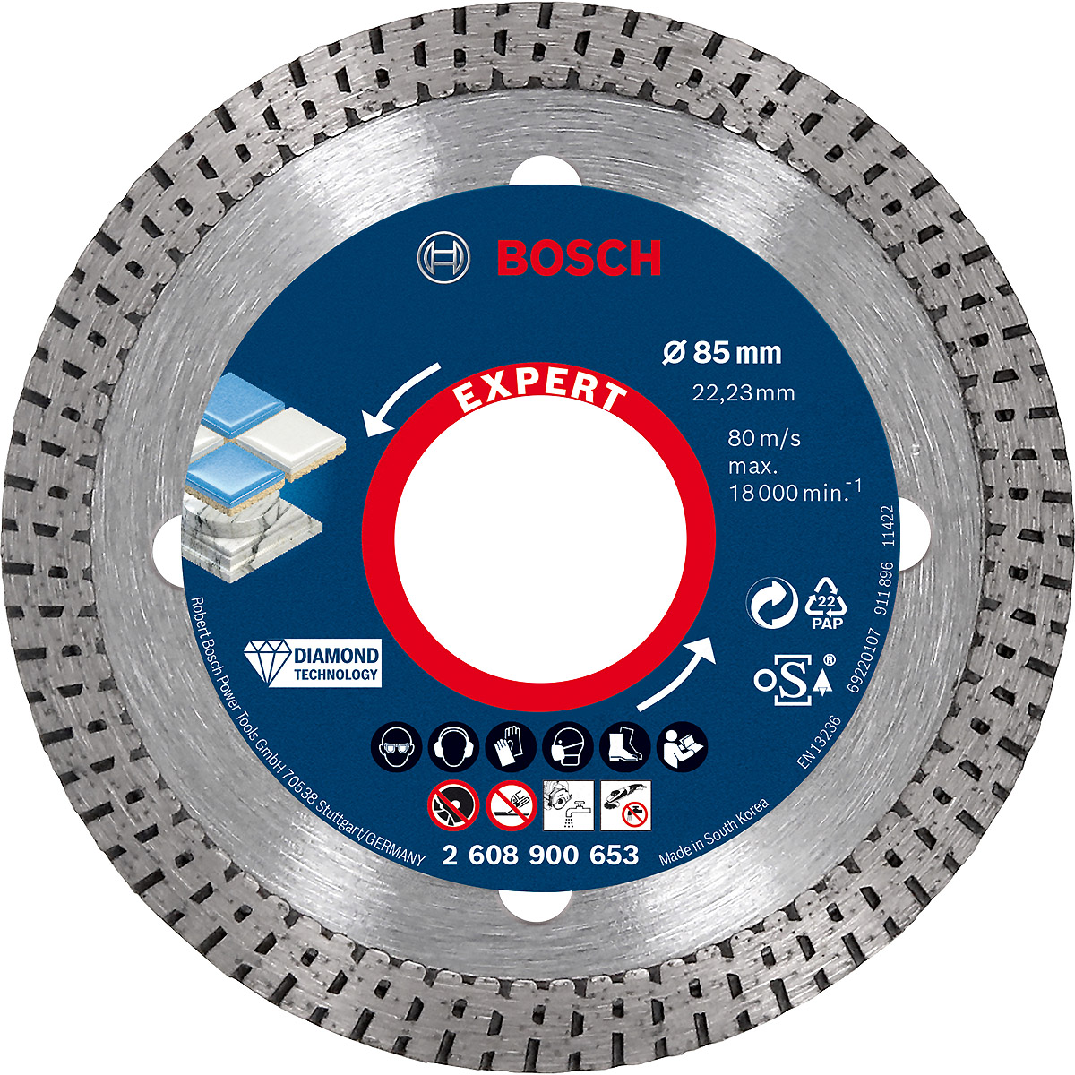 Bosch EXPERT HardCeramic Diamanttrennscheiben für kleine Winkelschleifer, Bohrungsdurchmesser (mm):2
