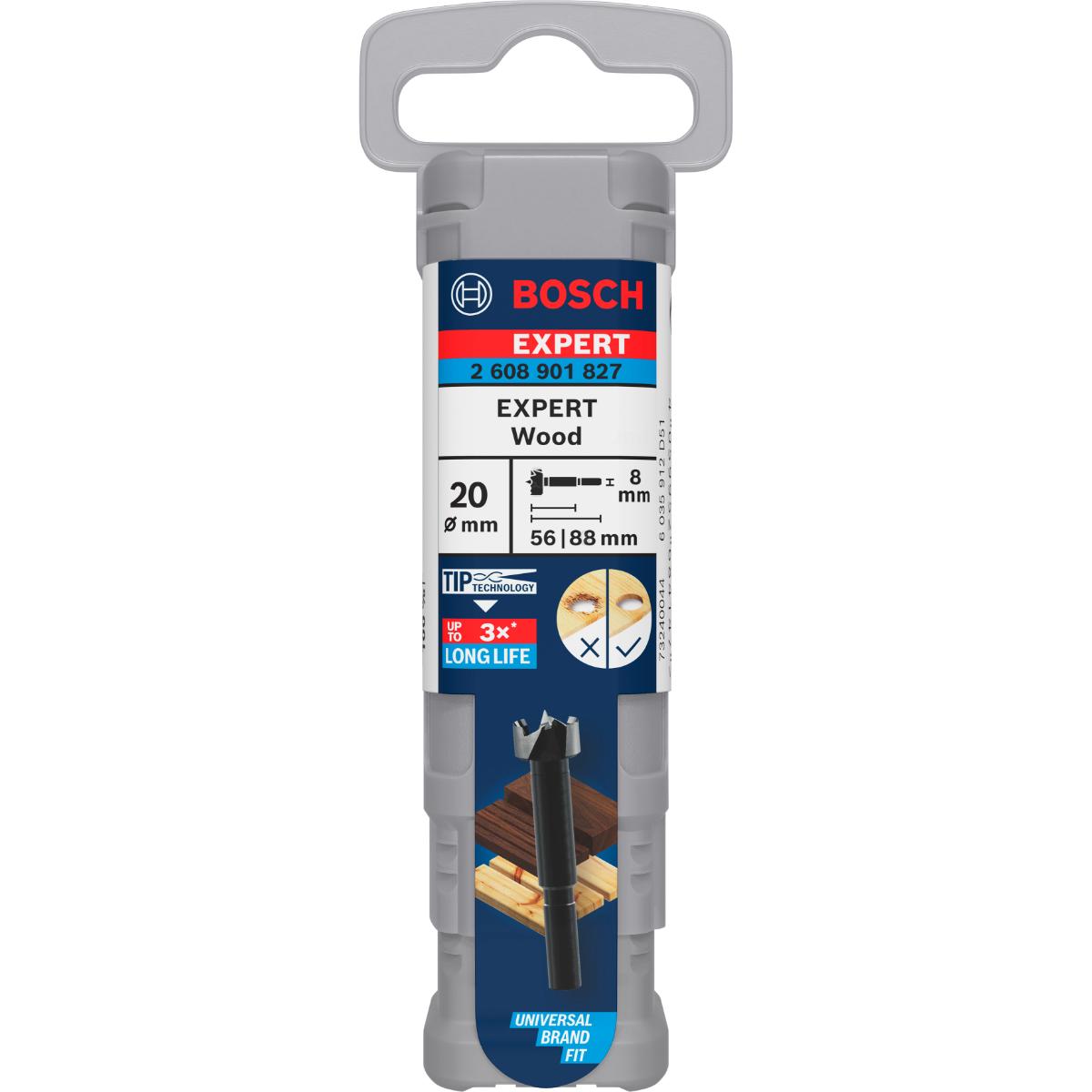 Bosch EXPERT Wood Forstnerbohrer, 20 mm, D8 mm