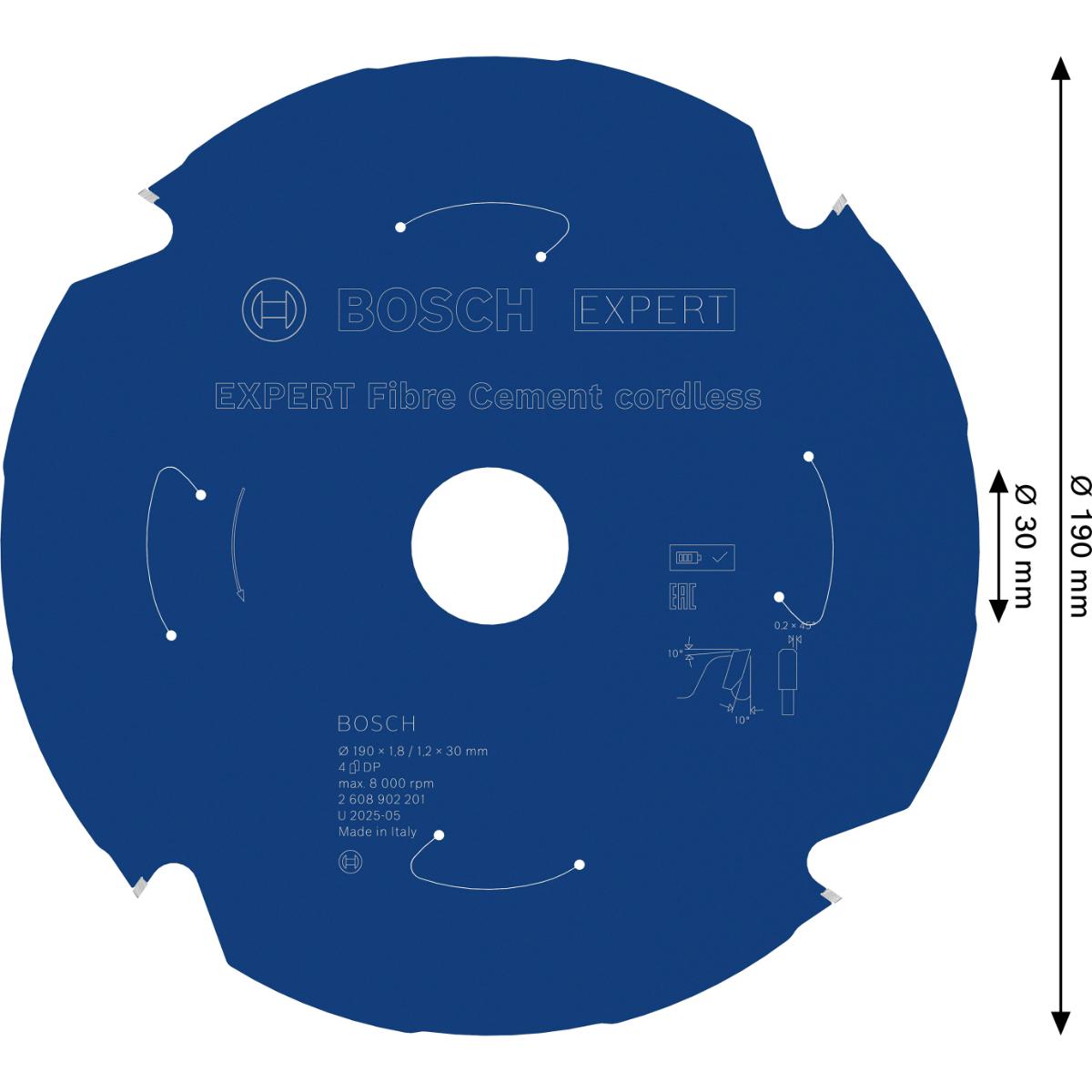 Bosch EXPERT Fiber Cement Kreissägeblatt, 190x1,8x30 mm, Z4
