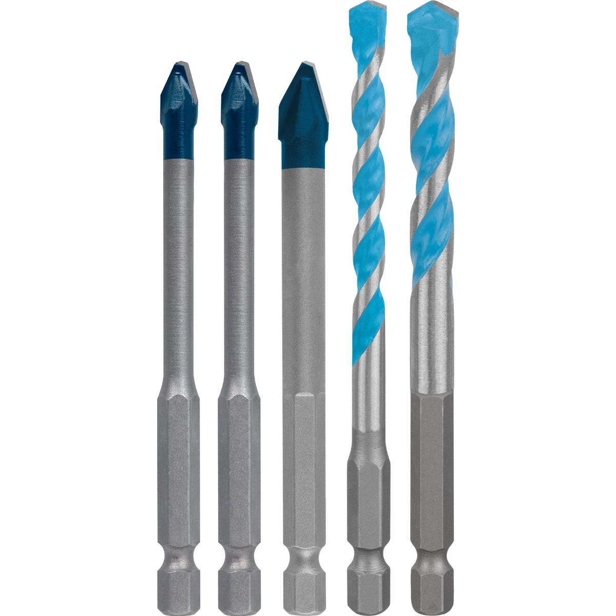 Bosch EXPERT HEX-9 Hard Ceramic und HEX-9 Multi Construction Bohrer 6/8 mm, 5-teiliges Set