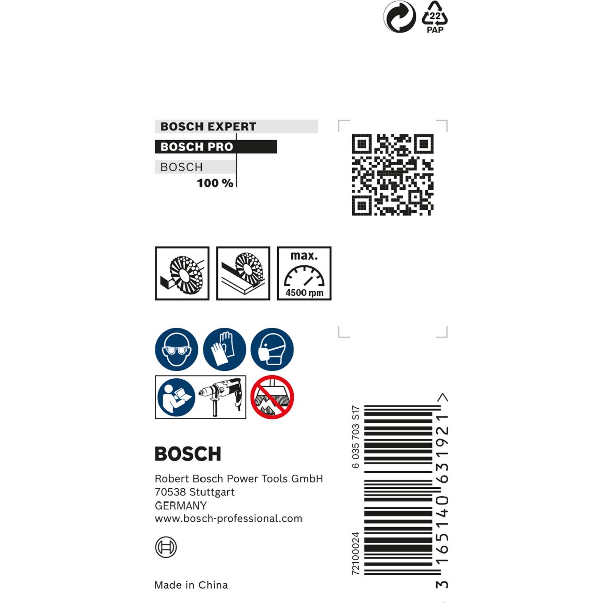 Bosch PRO Scheibenbürste, gewellt, 4500 U/min, 0,3 mm Drahtstärke