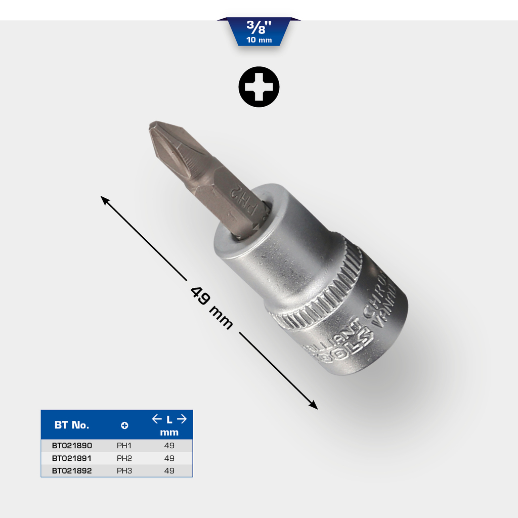 Brilliant Tools 3/8" PH Kreuzschlitz Bit-Stecknuss