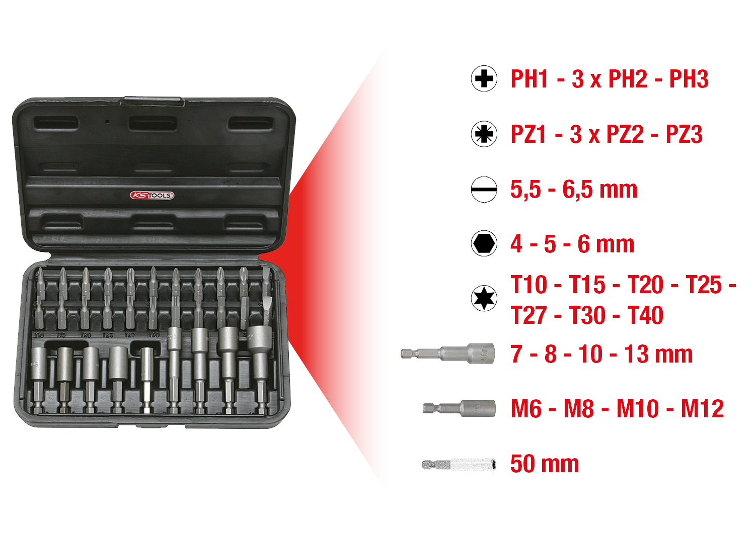 KS Tools 1/4" Bit- und Einschraubwerkzeug-Satz, 31-tlg