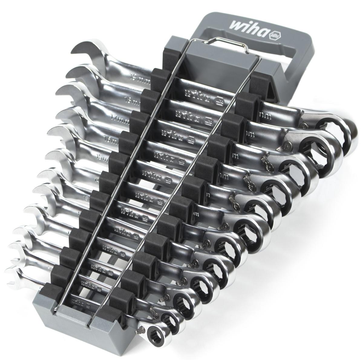 Wiha Ringratschen-Gabelschlüssel Set 12-teilges Set umschaltbar in Halter