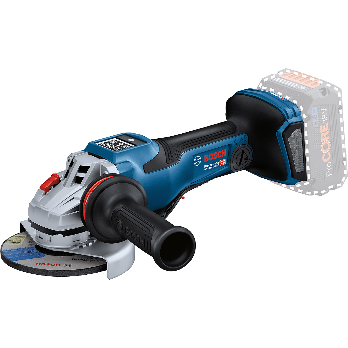 Bosch Akku-Winkelschleifer BITURBO GWX 18V-15 PSC in L-BOXX 136 mit Zusatzgriff