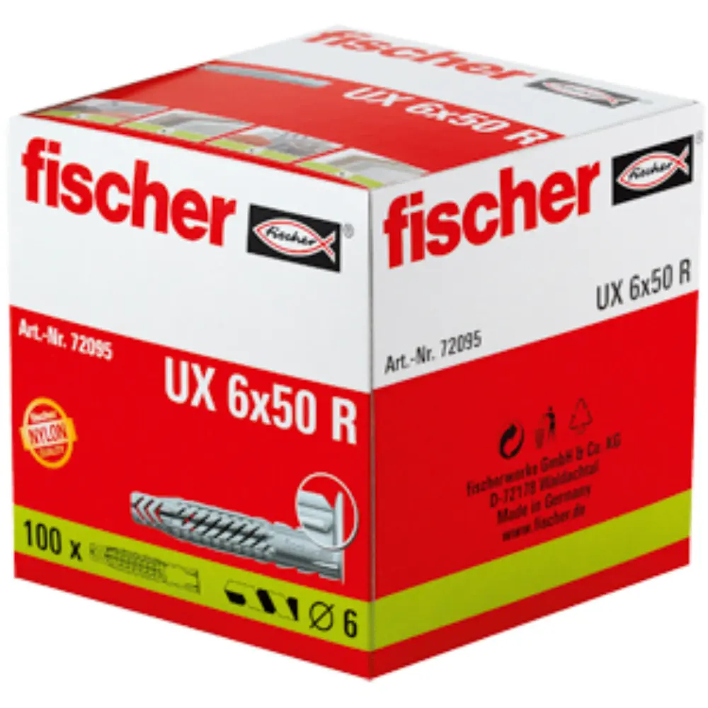 Fischer Universaldübel UX 6x50 R mit Rand (100)