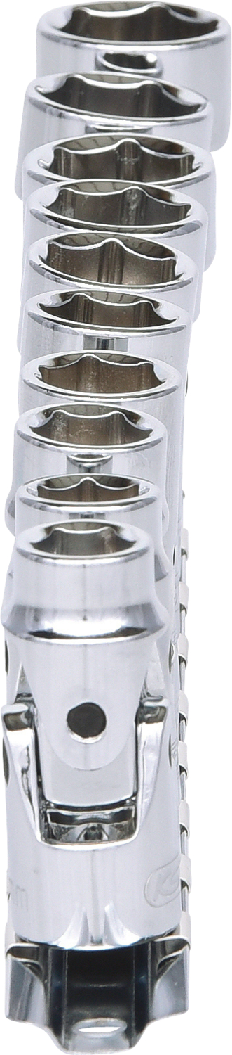 KS Tools 3/8" CHROMEplus Sechskant-Stecknuss-Satz mit Gelenk, 10-tlg10-19mm