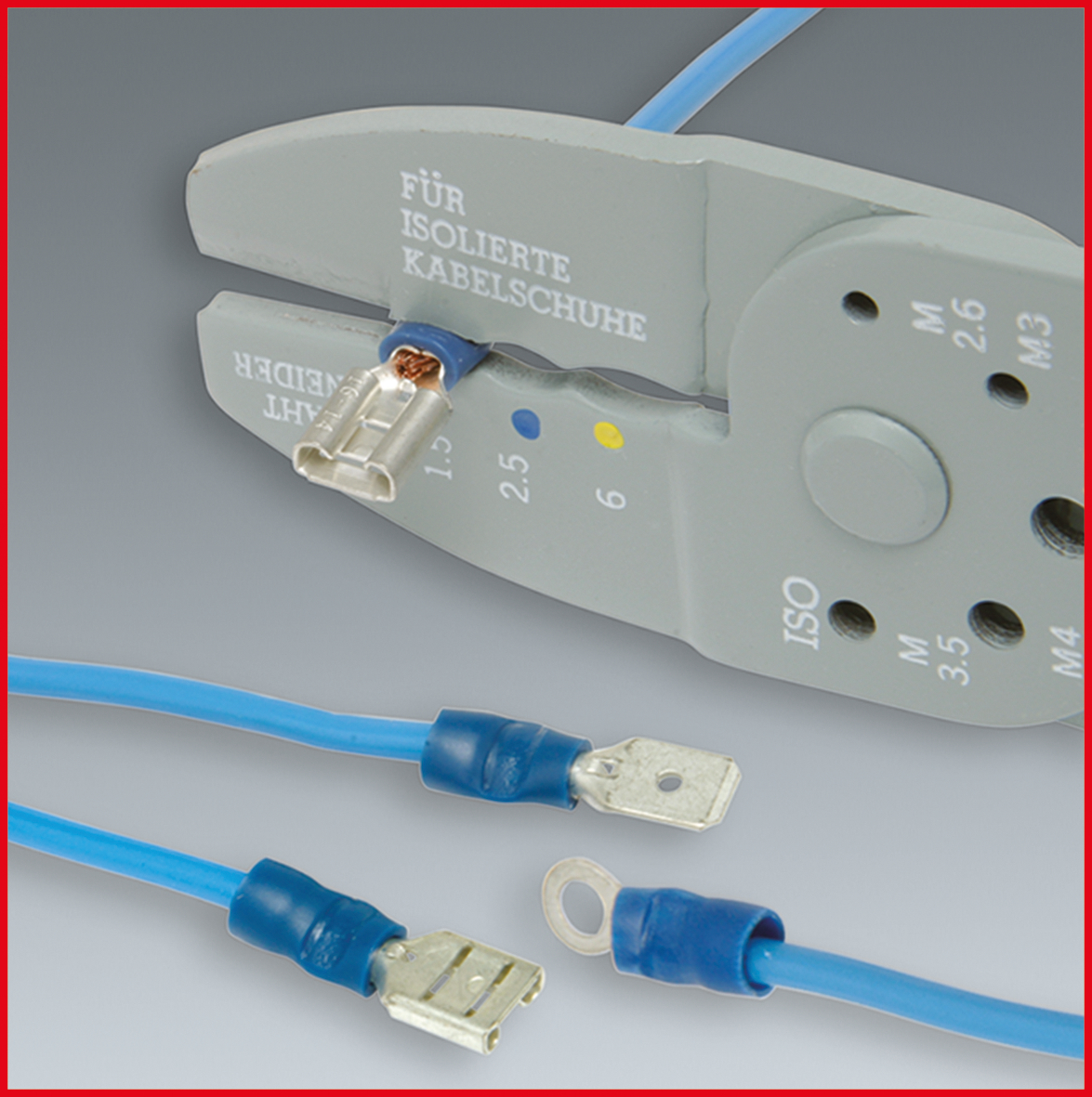 KS Tools Multifunktions-Crimpzange für isolierte und unisolierte Kabelschuhe, 220mm