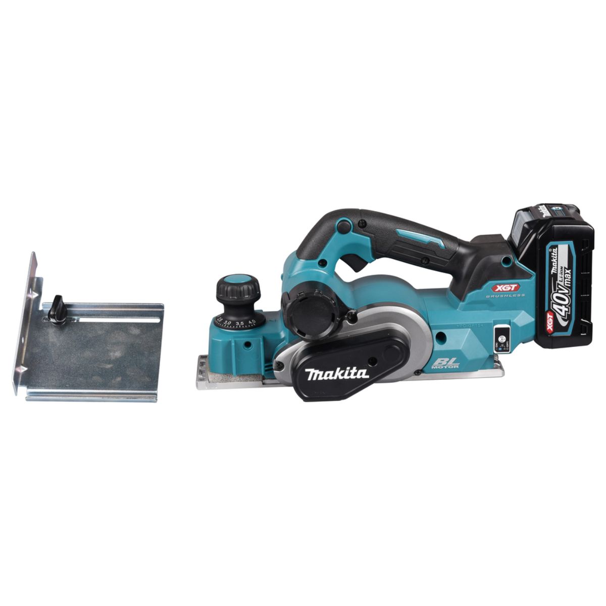 Makita Akku-Hobel 40V max. / 4,0 Ah, 2 Akkus + Ladegerät im MAKPAC KP001GM201