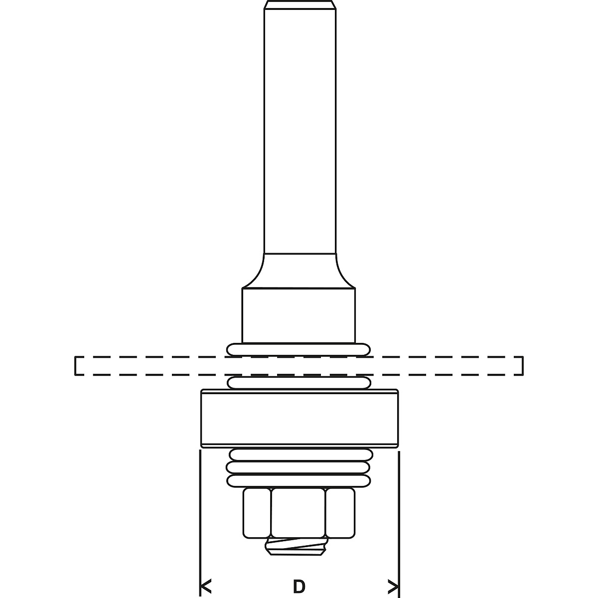 Bosch Schaft für Scheibenfräse mit Führungskugellager, 8 mm, D 22 mm, G 60,3 mm