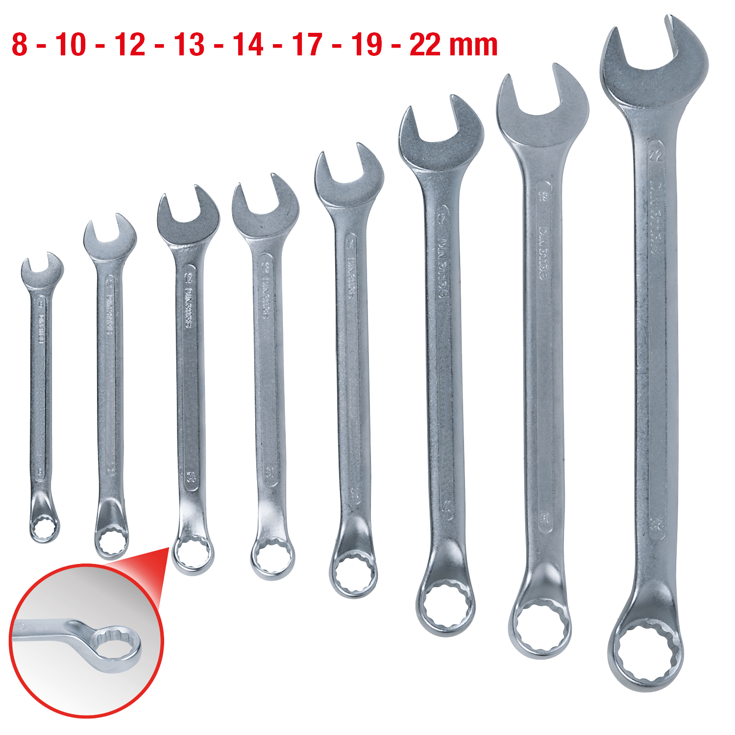KS Tools Ringmaulschlüssel-Satz, 8-tlg gekröpft, 8-22mm